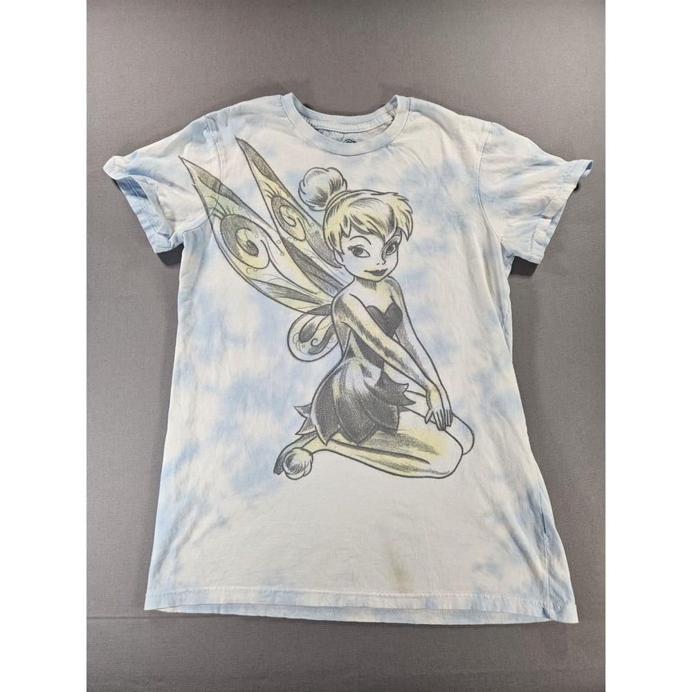 Disney Fairies Tinker Bell Tie Dye Blue Graphic Tee Junior Size XXL Y2K Rare Vtg